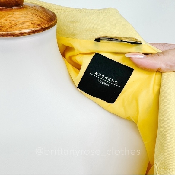 WEEKEND MAX MARA Yellow Cotton-Blend Zip-Front Rain Jacket - Picture 5 of 7